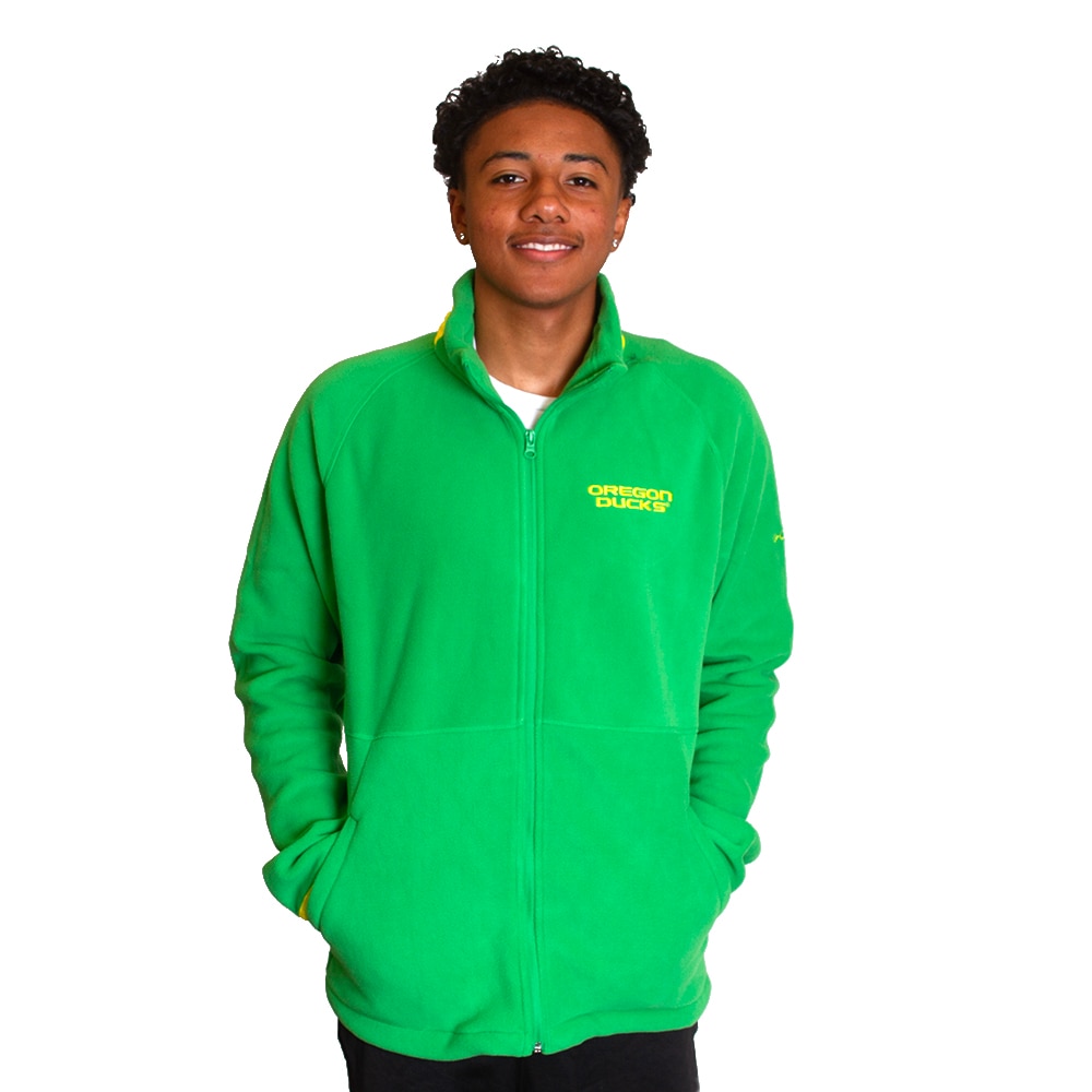 Oregon Ducks, Columbia, Green, Coat/Jacket, Polyester Blend, Men, Flanker IV, Polar Fleece, 2024, Full Zip, 784979